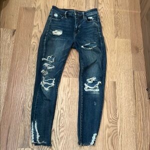 AMERICAN EAGLE Trendy Ripped Stretch Denim Jeans/jegging sz0 excellent condition